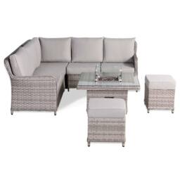 Furnishings For Less UK Rattan Garden Corner Sofa Set with Rising Fire Pit Table in Grey - thumbnail 7