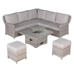 Furnishings For Less UK Rattan Garden Corner Sofa Set with Rising Fire Pit Table in Grey - thumbnail 8