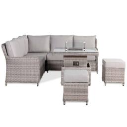 Furnishings For Less UK Rattan Garden Corner Sofa Set with Rising Fire Pit Table in Grey - thumbnail 6