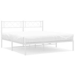 Berkfield Home Metal Bed Frame with Headboard White 160x200 cm