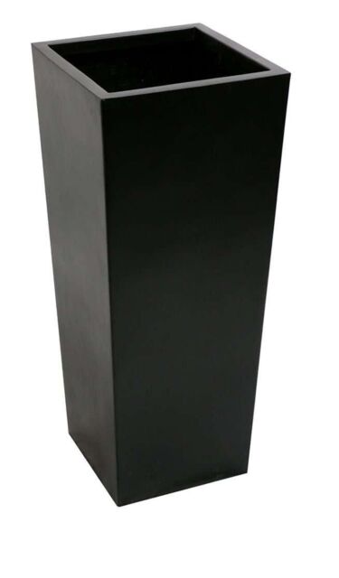 Primrose Tall Flared Square Fibreglass Outdoor Garden Planter Matt Black 60cm - image 1