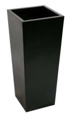 Primrose Tall Flared Square Fibreglass Outdoor Garden Planter Matt Black 60cm - thumbnail 1
