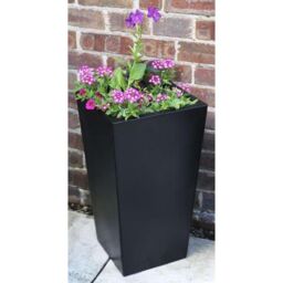Primrose Tall Flared Square Fibreglass Outdoor Garden Planter Matt Black 60cm - thumbnail 3