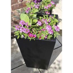 Primrose Tall Flared Square Fibreglass Outdoor Garden Planter Matt Black 60cm - thumbnail 4