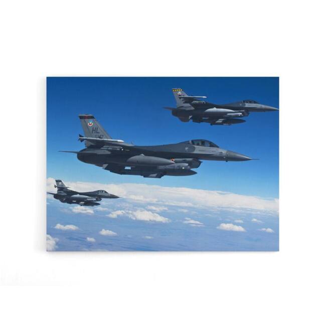 "Artery8 US Military Formation F 16 Fighting Falcons Canvas Wall Art Print in Blue - Size: W24"" x H32""" - image 1