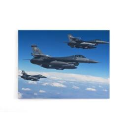 "Artery8 US Military Formation F 16 Fighting Falcons Canvas Wall Art Print in Blue - Size: W24"" x H32""" - thumbnail 1