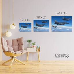 "Artery8 US Military Formation F 16 Fighting Falcons Canvas Wall Art Print in Blue - Size: W24"" x H32""" - thumbnail 4