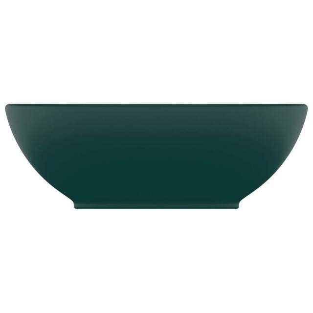Berkfield Home Luxury Basin Oval-shaped Matt Dark Green 40x33 cm Ceramic - image 1