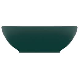 Berkfield Home Luxury Basin Oval-shaped Matt Dark Green 40x33 cm Ceramic