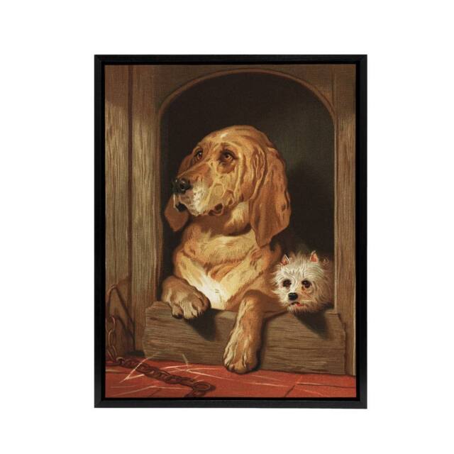 "Artery8 Dignity & Impudence Dog Portrait Landseer Black Framed Canvas Art in Brown - Size: W12"" x H16""" - image 1
