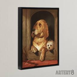"Artery8 Dignity & Impudence Dog Portrait Landseer Black Framed Canvas Art in Brown - Size: W12"" x H16""" - thumbnail 2