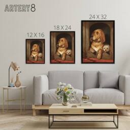 "Artery8 Dignity & Impudence Dog Portrait Landseer Black Framed Canvas Art in Brown - Size: W12"" x H16""" - thumbnail 4