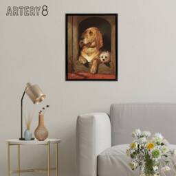 "Artery8 Dignity & Impudence Dog Portrait Landseer Black Framed Canvas Art in Brown - Size: W12"" x H16""" - thumbnail 3