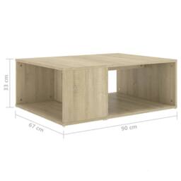 Berkfield Home Coffee Table Sonoma Oak 90x67x33 cm Engineered Wood in Light Tan - Size: 90 x 67 x 33 cm - thumbnail 6