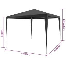 Berkfield Home Party Tent 3x3 m PE Anthracite in Black - thumbnail 6