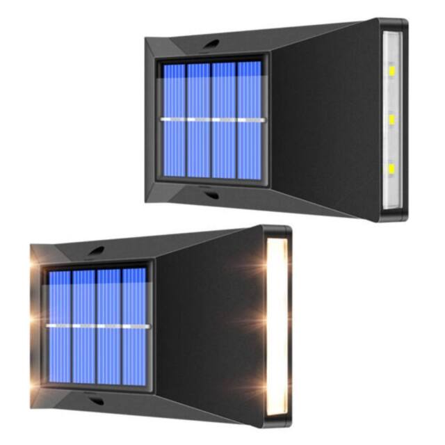 Obasyhig Pack of 2 Garden Solar 6 LED Up & Down Wall Lights in Warm White - image 1