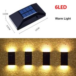 Obasyhig Pack of 2 Garden Solar 6 LED Up & Down Wall Lights in Warm White - thumbnail 4