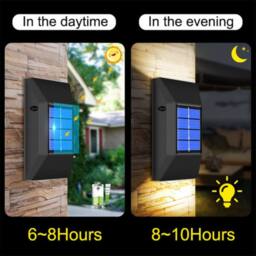 Obasyhig Pack of 2 Garden Solar 6 LED Up & Down Wall Lights in Warm White - thumbnail 3