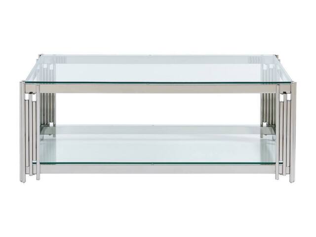 Vente-unique Tempered Glass & Stainless Steel Coffee Table - Chrome - NOMELANO in Silver - image 1