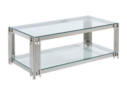 Vente-unique Tempered Glass & Stainless Steel Coffee Table - Chrome - NOMELANO in Silver - thumbnail 6