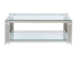 Vente-unique Tempered Glass & Stainless Steel Coffee Table - Chrome - NOMELANO in Silver - thumbnail 1