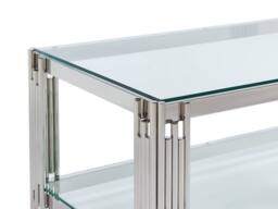 Vente-unique Tempered Glass & Stainless Steel Coffee Table - Chrome - NOMELANO in Silver - thumbnail 7