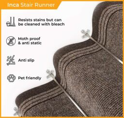 runrug Brown Inca Stair Carpet Runner - Size: 80 cm x 600 cm - thumbnail 3