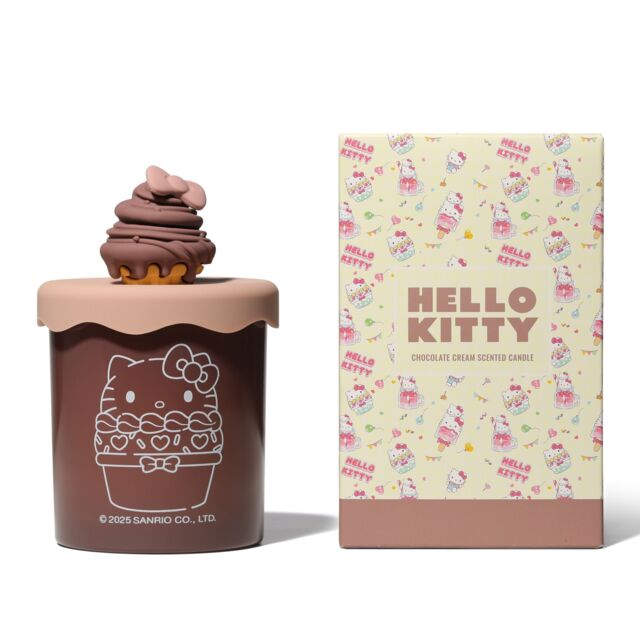 Hello Kitty Chocolate Cream Candle with Silicone Lid & Warm Scent in Brown - Size: Medium - image 1