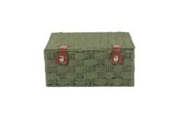 Red Hamper Green Twisted Paper Rope Picnic Basket - Size: Medium - thumbnail 3