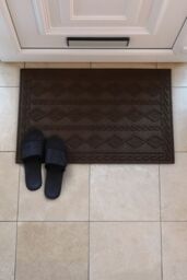 JVL Knit Rubber Backed Indoor Doormat 45x75cm Brown - Size: 45 cm x 75 cm - thumbnail 2