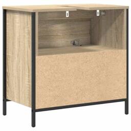 Berkfield Home Bathroom Basin Cabinet with Drawers Sonoma Oak 60x34.5x60 cm in Brown - thumbnail 8