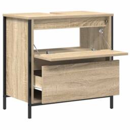 Berkfield Home Bathroom Basin Cabinet with Drawers Sonoma Oak 60x34.5x60 cm in Brown - thumbnail 5