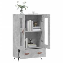Berkfield Home Highboard Concrete Grey 69.5x31x115 cm Engineered Wood - thumbnail 4