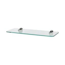 Harbour Housewares Rounded Floating Glass Shelf - 40cm - Bathroom Storage Display Unit in Silver - thumbnail 1