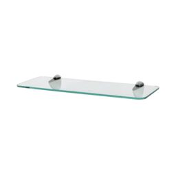 Harbour Housewares Rounded Floating Glass Shelf - 40cm - Bathroom Storage Display Unit in Silver