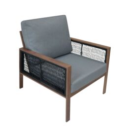 Monstershop Aluminium 4 Piece Sofa Set with Black Rattan Storage Box - Wood Effect in Terracotta - thumbnail 8