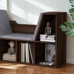 FURNOS Modern Bookcase Storage Cabinet With Reading Seat Chestnut in Brown - thumbnail 3