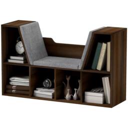 FURNOS Modern Bookcase Storage Cabinet With Reading Seat Chestnut in Brown - thumbnail 7