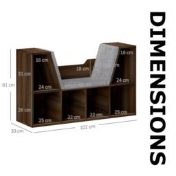 FURNOS Modern Bookcase Storage Cabinet With Reading Seat Chestnut in Brown - thumbnail 8