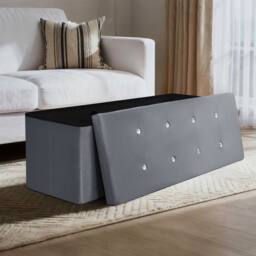 simpa XL Fold Flat Brushed Velvet Ottoman Storage in Dark Grey - thumbnail 8