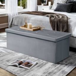 simpa XL Fold Flat Brushed Velvet Ottoman Storage in Dark Grey