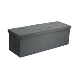 simpa XL Fold Flat Brushed Velvet Ottoman Storage in Dark Grey - thumbnail 2