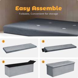 simpa XL Fold Flat Brushed Velvet Ottoman Storage in Dark Grey - thumbnail 4