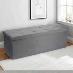 simpa XL Fold Flat Brushed Velvet Ottoman Storage in Dark Grey - thumbnail 7