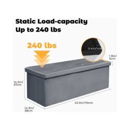 simpa XL Fold Flat Brushed Velvet Ottoman Storage in Dark Grey - thumbnail 3