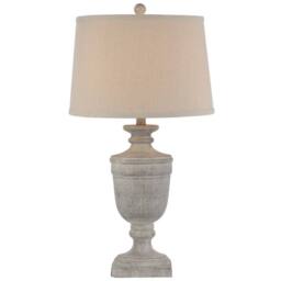 Lemon Pavilion Furniture and Decor Ossia Table Lamp with Linen Shade - Resin - L38 x W38 x H71 cm - White - thumbnail 1