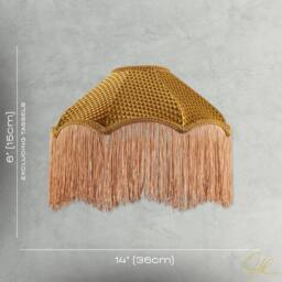 Happy Homewares Golden Ochre Victorian Scallop Pendant Light Shade with Long Tassels in Gold - thumbnail 7
