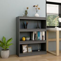 Berkfield Home Book Cabinet/Room Divider Grey 100x30x103 cm Solid Pinewood - Size: 100 x 30 x 103 cm - thumbnail 1