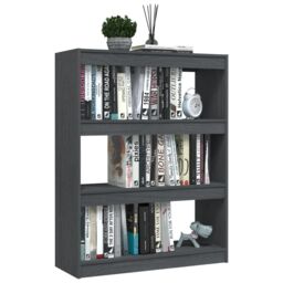 Berkfield Home Book Cabinet/Room Divider Grey 100x30x103 cm Solid Pinewood - Size: 100 x 30 x 103 cm - thumbnail 4