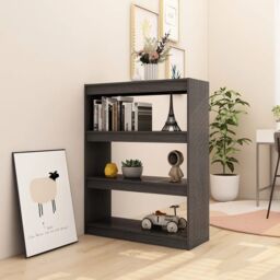 Berkfield Home Book Cabinet/Room Divider Grey 100x30x103 cm Solid Pinewood - Size: 100 x 30 x 103 cm - thumbnail 3